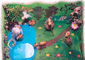 «Лесное озеро».&nbsp; Композиция из природного материала с использованием желудей