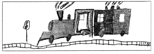 Пезгов Алеша, 5 лет, Москва, ясли-сад №
1288. «Веселый паровозик». Фломастеры. Пед. Цурцумия Л.И.